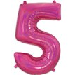 34in NUMBER 5 HOLOGRAPHIC PINK FOIL BALLOON
