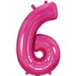 34in NUMBER 6 HOLOGRAPHIC PINK FOIL BALLOON