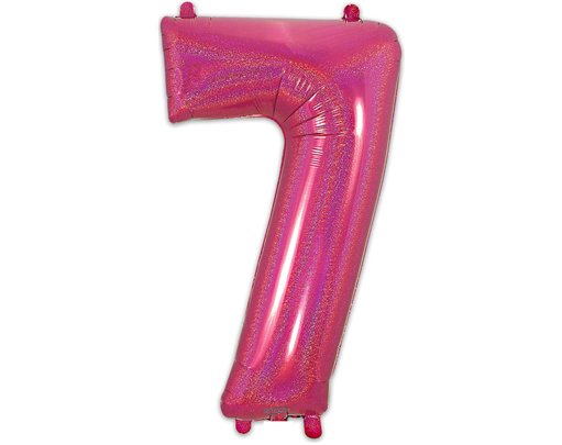 34in NUMBER 7 HOLOGRAPHIC PINK FOIL BALLOON