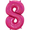 34in NUMBER 8 HOLOGRAPHIC PINK FOIL BALLOON