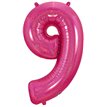 34in NUMBER 9 HOLOGRAPHIC PINK FOIL BALLOON