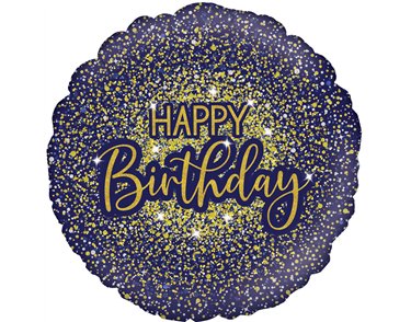 18in GLAMOROUS GLITTER BIRTHDAY BLUE FOIL BALLOON