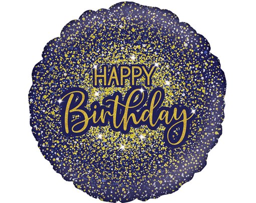 18in GLAMOROUS GLITTER BIRTHDAY BLUE FOIL BALLOON