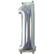 34in NUMBER 1 HOLOGRAPHIC SILVER FOIL BALLOON