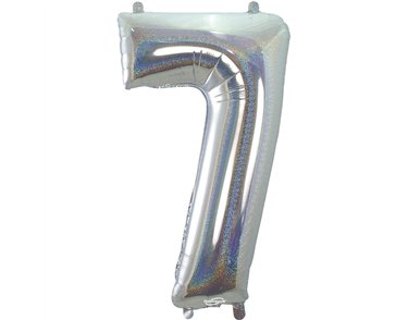 34in NUMBER 7 HOLOGRAPHIC SILVER FOIL BALLOON