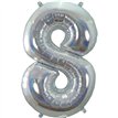 34in NUMBER 8 HOLOGRAPHIC SILVER FOIL BALLOON