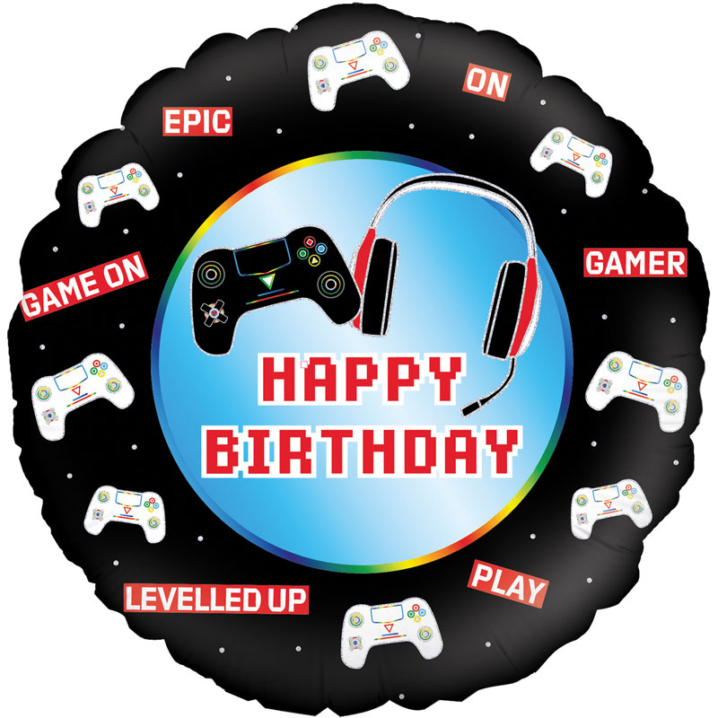 18in HAPPY BIRTHDAY GAME CONTROLLER FOIL BALLOON