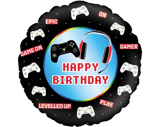 18in HAPPY BIRTHDAY GAME CONTROLLER FOIL BALLOON