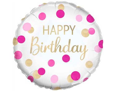18in PINK CONFETTI HAPPY BIRTHDAY FOIL BALLOON