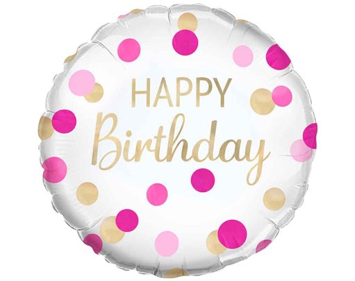 18in PINK CONFETTI HAPPY BIRTHDAY FOIL BALLOON