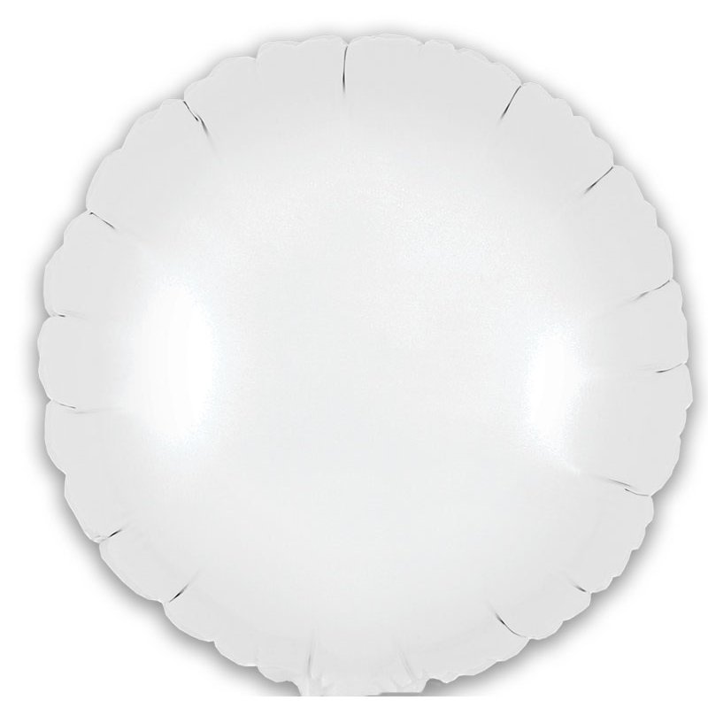 9in MATTE WHITE ROUND FOIL BALLOON 5S