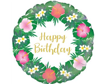 18in HAWAIIAN HAPPY BIRTHDAY FOIL BALLOON