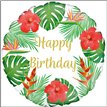 18in WHITE TROPICAL HAPPY BIRTHDAY FOIL BALLOON