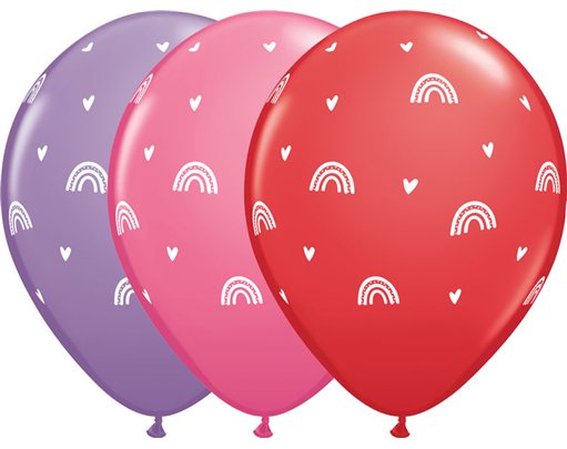 11in BOHO RAINBOWS & HEARTS QUALATEX