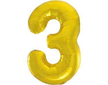 34in CLASSIC GOLD NUMBER 3 FOIL BALLOON
