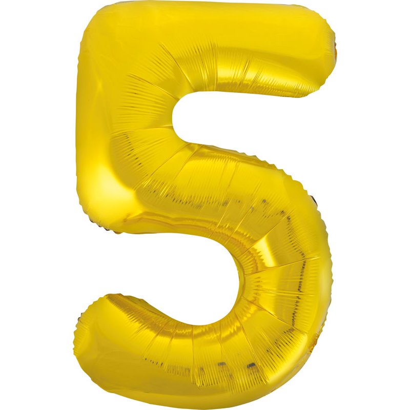 34in CLASSIC GOLD NUMBER 5 FOIL BALLOON