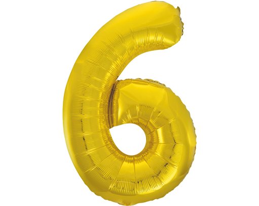 34in CLASSIC GOLD NUMBER 6 FOIL BALLOON