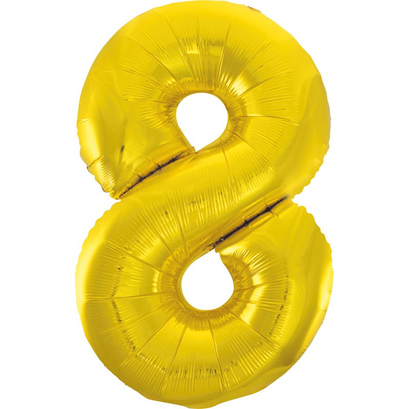 34in CLASSIC GOLD NUMBER 8 FOIL BALLOON