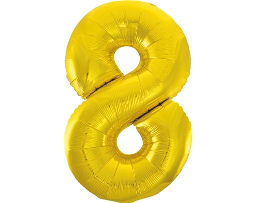 34in CLASSIC GOLD NUMBER 8 FOIL BALLOON