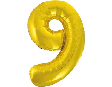 34in CLASSIC GOLD NUMBER 9 FOIL BALLOON