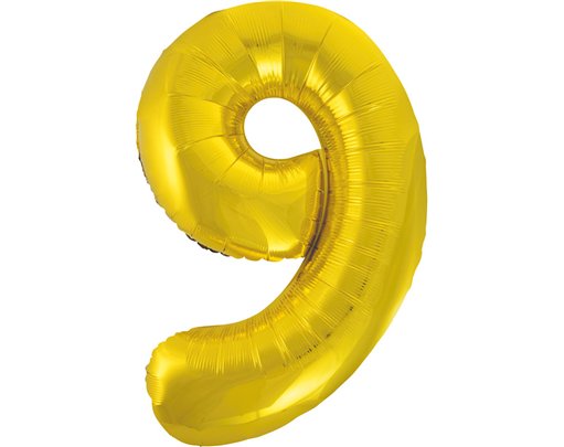34in CLASSIC GOLD NUMBER 9 FOIL BALLOON