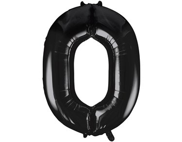 34in BLACK NUMBER 0 JUMBO FOIL BALLOON