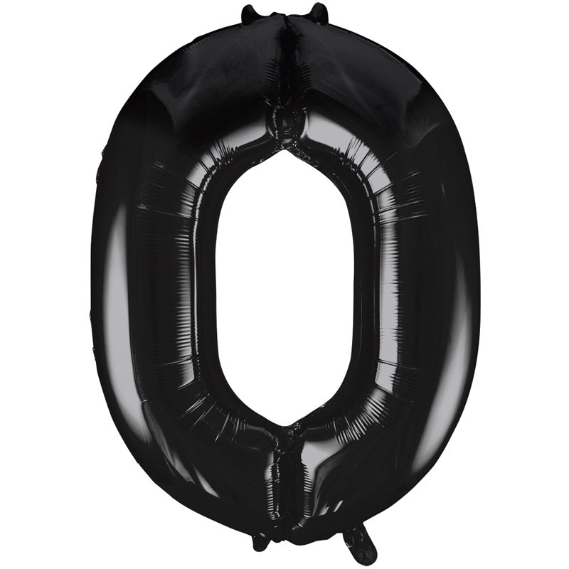 34in BLACK NUMBER 0 JUMBO FOIL BALLOON