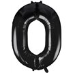 34in BLACK NUMBER 0 JUMBO FOIL BALLOON