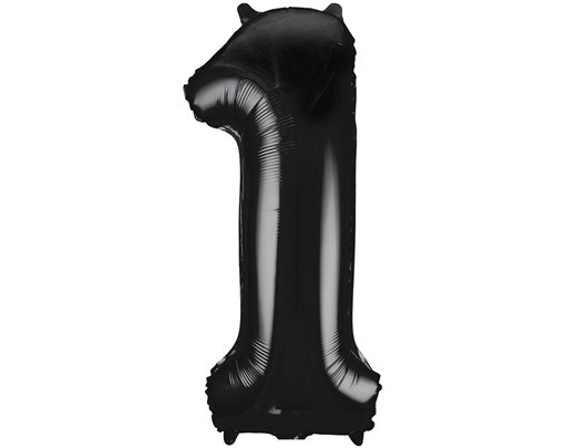 34in BLACK NUMBER 1 JUMBO FOIL BALLOON