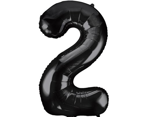 34in BLACK NUMBER 2 JUMBO FOIL BALLOON