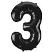 34in BLACK NUMBER 3 JUMBO FOIL BALLOON
