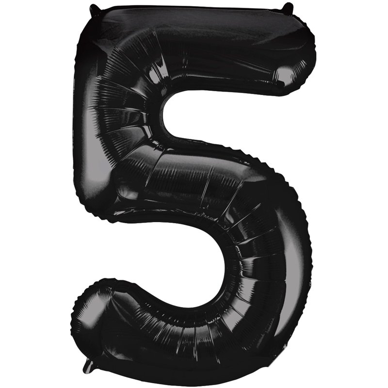 34in BLACK NUMBER 5 JUMBO FOIL BALLOON