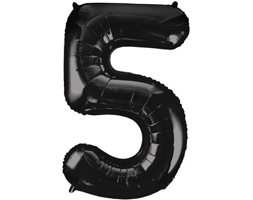 34in BLACK NUMBER 5 JUMBO FOIL BALLOON