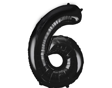 34in BLACK NUMBER 6 JUMBO FOIL BALLOON