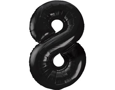 34in BLACK NUMBER 8 JUMBO FOIL BALLOON