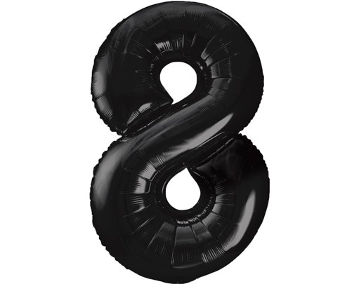 34in BLACK NUMBER 8 JUMBO FOIL BALLOON