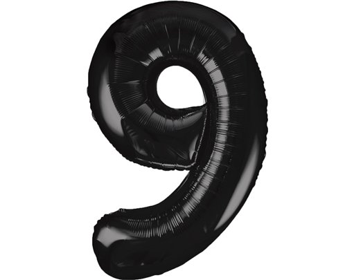 34in BLACK NUMBER 9 JUMBO FOIL BALLOON
