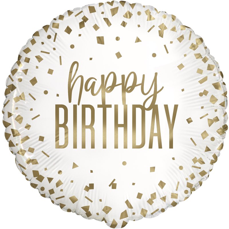 18in GOLD BIRTHDAY CONFETTI  FOIL BALLOON