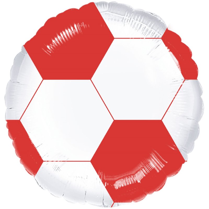 18in RED & WHITE FOOTBALL FOIL BALLOON