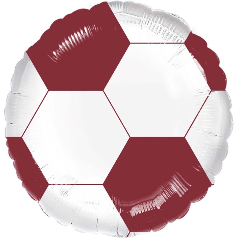 18in MAROON & WHITE FOOTBALL FOIL BALLOON