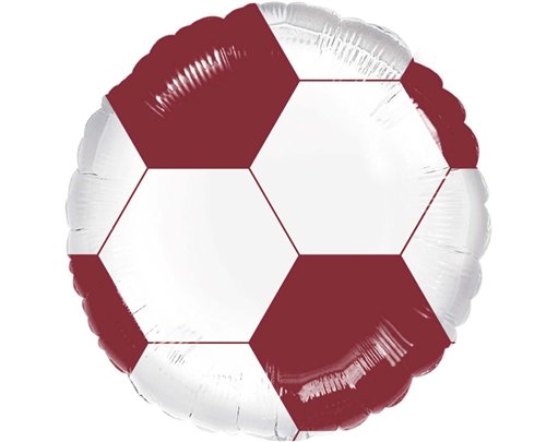 18in MAROON & WHITE FOOTBALL FOIL BALLOON