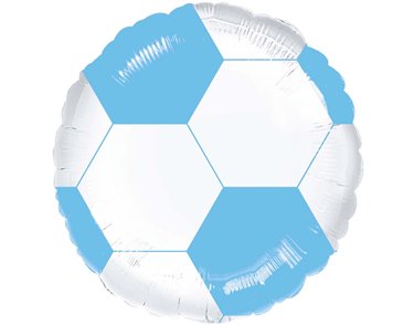 18in LIGHT BLUE & WHITE FOOTBALL FOIL BALLOON
