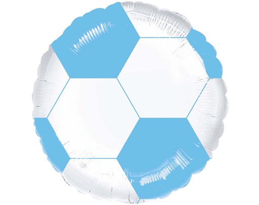 18in LIGHT BLUE & WHITE FOOTBALL FOIL BALLOON
