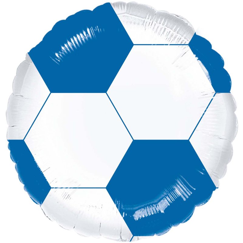 18in ROYAL BLUE & WHITE FOOTBALL FOIL BALLOON
