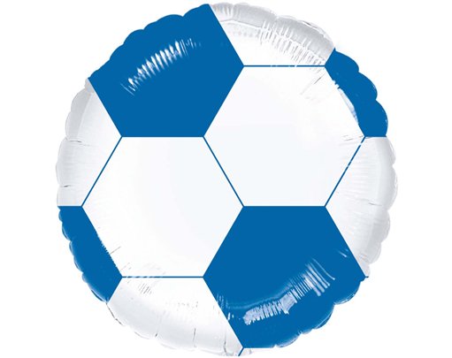 18in ROYAL BLUE & WHITE FOOTBALL FOIL BALLOON