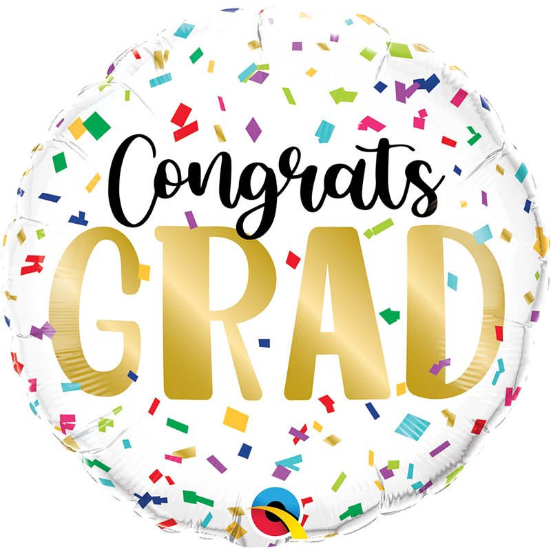 18in CONGRATS GRAD COLOR CONFETTI FOIL BALLOON