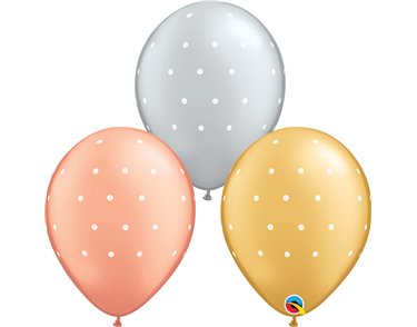 25PK 11in SMALL POLKA DOTS QUALATEX