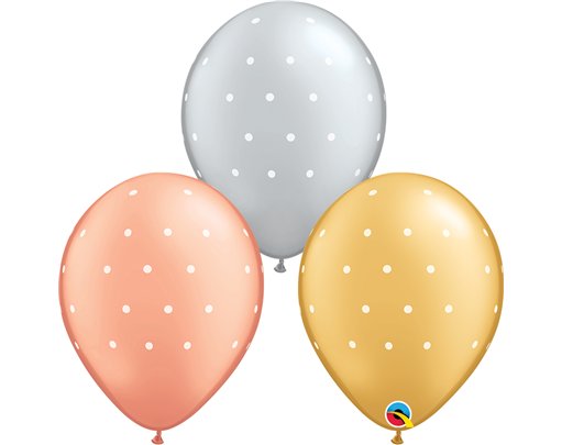 25PK 11in SMALL POLKA DOTS QUALATEX