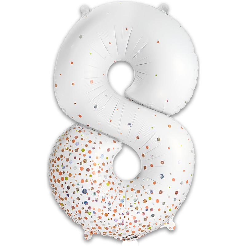 34in NUMBER 8 SPARKLING FIZZ ROSE GOLD FOIL BALLOON