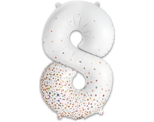 34in NUMBER 8 SPARKLING FIZZ ROSE GOLD FOIL BALLOON